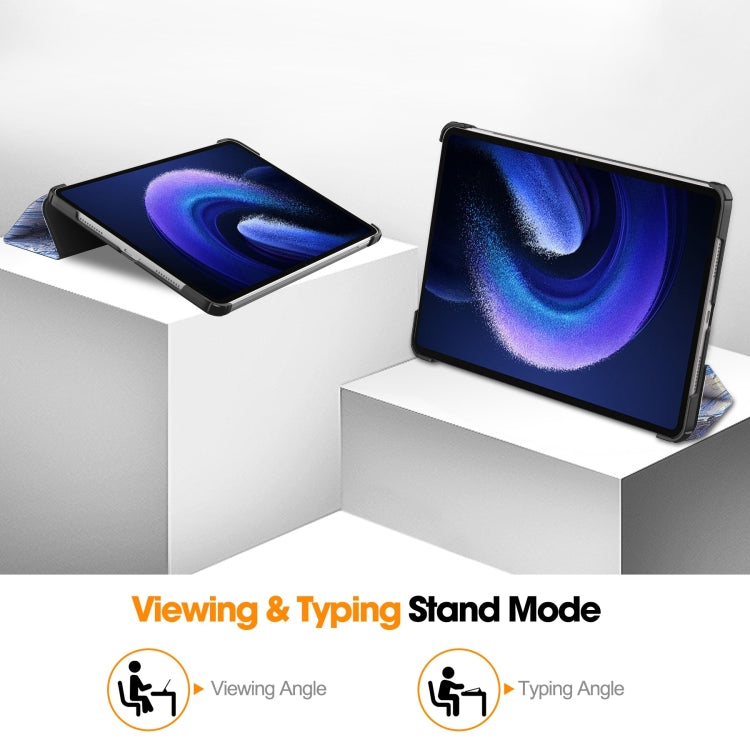 For Xiaomi Pad 6 / 6 Pro Custer Painted 3-Fold Stand Leather Smart Tablet Case(Starry Sky) - free shipping - PMC TechLife - Order now!