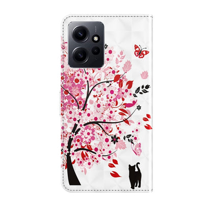 For Xiaomi Redmi Note 12 4G Global 3D Painting Pattern Flip Leather Phone Case(Cat Under The Tree) - Note 12 Cases by PMC Jewellery | Online Shopping South Africa | PMC Jewellery