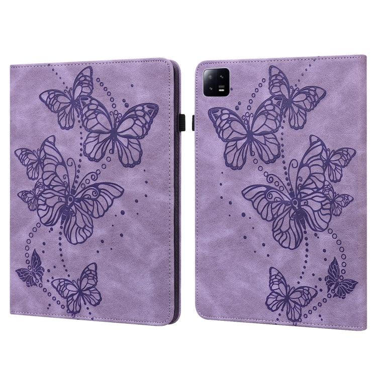 For Xiaomi Pad 6 Embossed Butterfly Pattern Leather Tablet Case(Purple) - free shipping - PMC TechLife - Order now!