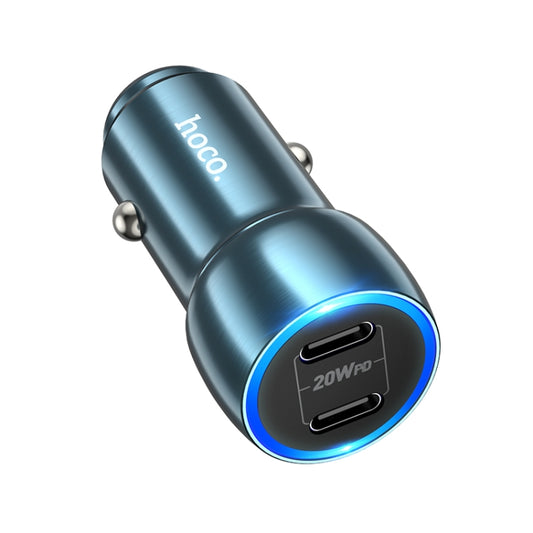 hoco Z48 Tough 40W Dual USB-C / Type-C Port Car Charger(Sapphire Blue) - Car Charger by hoco | Online Shopping South Africa | PMC Jewellery