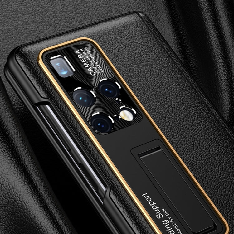 For Huawei Mate X2 GKK Integrated Magnetic Plain Leather Hinge Folding Phone Case(Black) - Huawei Cases by GKK | Online Shopping South Africa | PMC Jewellery