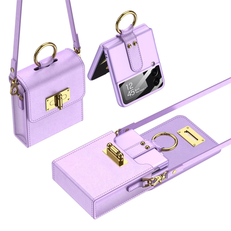 GKK Mini Backpack Plain Phone Bag + Phone Case with Ring For Samsung Galaxy Z Flip4 5G(Purple) - Galaxy Z Flip4 5G Cases by GKK | Online Shopping South Africa | PMC TechLife | Buy Now Pay Later Mobicred