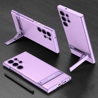 For Samsung Galaxy S23 Ultra 5G GKK Triumph Ultra-Thin Plain Leather Phone Case with Holder(Purple) - Galaxy S23 Ultra 5G Cases by GKK | Online Shopping South Africa | PMC Jewellery