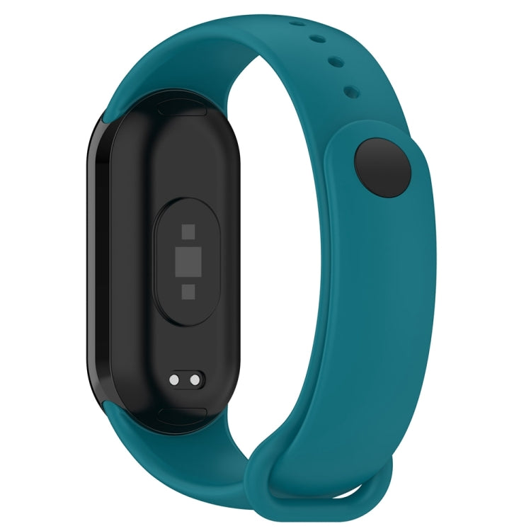 For Xiaomi Mi Band 8 Solid Color Stainless Steel Plug Replacement Watch Band (Navy Blue) - Watch Bands by PMC TechLife | Online Shopping South Africa | PMC TechLife