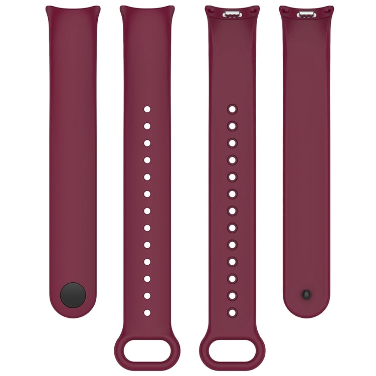 For Xiaomi Mi Band 8 Solid Color Stainless Steel Plug Replacement Watch Band (Wine Red) - Watch Bands by PMC Jewellery | Online Shopping South Africa | PMC Jewellery