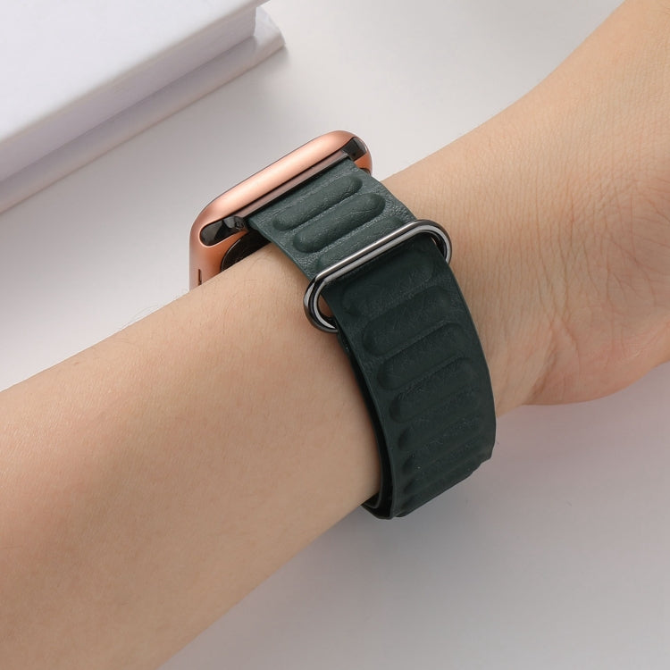 Magnetic Reverse Buckle Watch Band For Apple Watch Series 8&7 45mm(Cedar Green) - Smart Wear by PMC Jewellery | Online Shopping South Africa | PMC Jewellery
