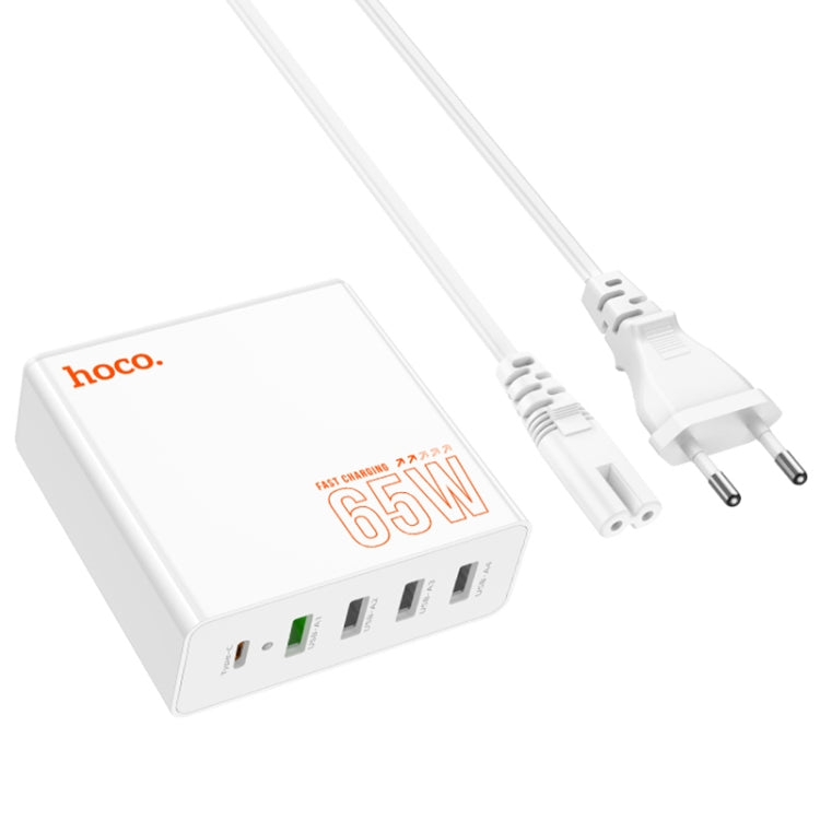 hoco C114A Vision PD 65W USB-C / Type-C + 4 USB Five Ports Fast Charger, Plug Type:EU Plug(White) - USB Charger by hoco | Online Shopping South Africa | PMC Jewellery