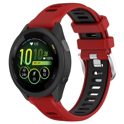 For Garmin Forerunner 265S 18mm Sports Two-Color Steel Buckle Silicone Watch Band(Red+Black) - Smart Wear by PMC Jewellery | Online Shopping South Africa | PMC Jewellery
