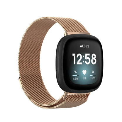 For Fitbit Versa 4 Milanese Magnetic Metal Weave Watchband, Small Size(Rose Gold) - Watch Bands by PMC Jewellery | Online Shopping South Africa | PMC Jewellery