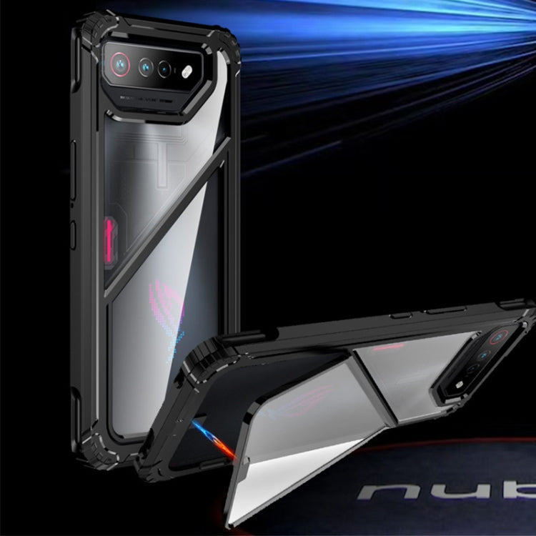 For Asus ROG Phone 7 / 7 Ultimate PC + TPU Shockproof Phone Case with Magnetic Holder(Translucent) - ASUS Cases by PMC Jewellery | Online Shopping South Africa | PMC Jewellery