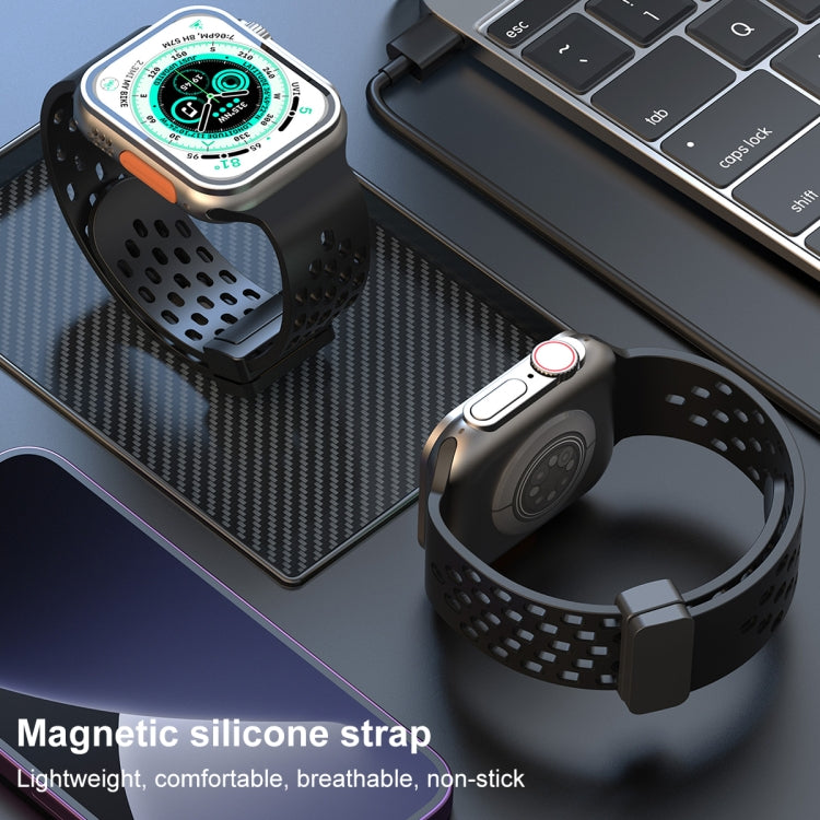 Magnetic Clasp Silicone Watch Band For Apple Watch Ultra 49mm / Series 8&7 45mm / SE 2&6&SE&5&4 44mm / 3&2&1 42mm(Alfalfa Grass) -  by PMC Jewellery | Online Shopping South Africa | PMC Jewellery