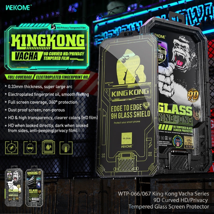 For iPhone 14 Pro Max WK WTP-067 King Kong Vacha 9D Curved Privacy Tempered Glass Film(Black) - iPhone 14 Pro Max Tempered Glass by WK | Online Shopping South Africa | PMC Jewellery