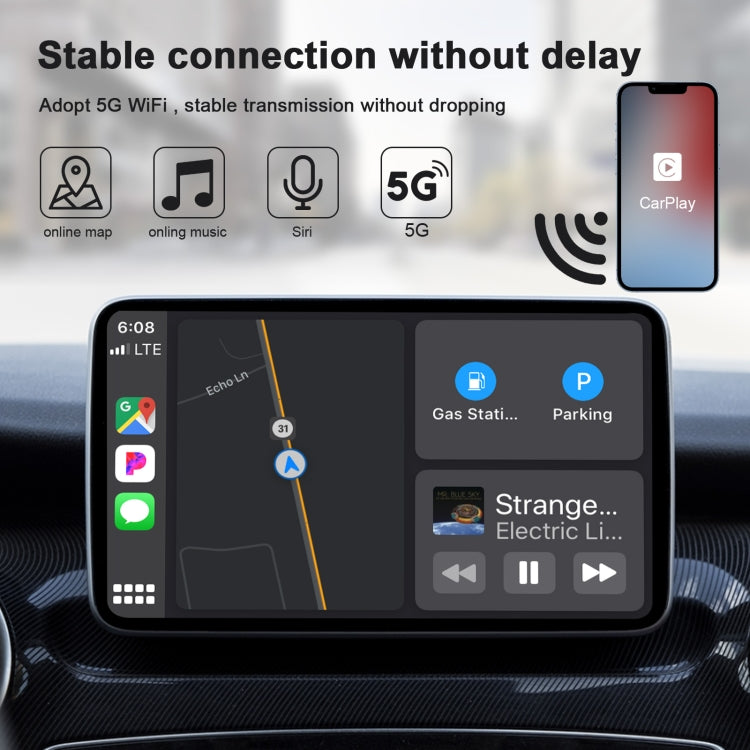 THT-020-2 USB + USB-C / Type-C Wired to Wireless Carplay Adapter for iPhone(Black) - free shipping - PMC TechLife - Order now!