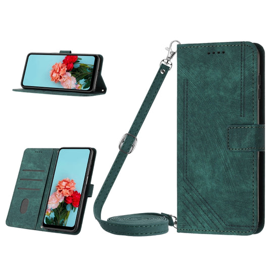 For OnePlus Nord CE 3/Nord CE 3 Lite/Nord N30 Skin Feel Stripe Pattern Leather Phone Case with Lanyard(Green) - OnePlus Cases by PMC Jewellery | Online Shopping South Africa | PMC Jewellery