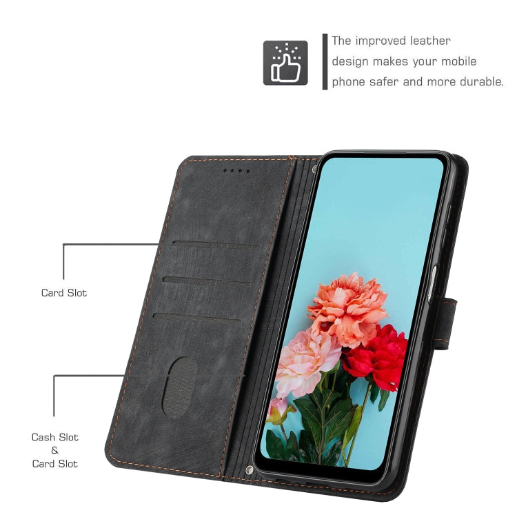 For Tecno Spark 10 Pro Skin Feel Stripe Pattern Leather Phone Case with Lanyard(Black) - free shipping - PMC TechLife - Order now!