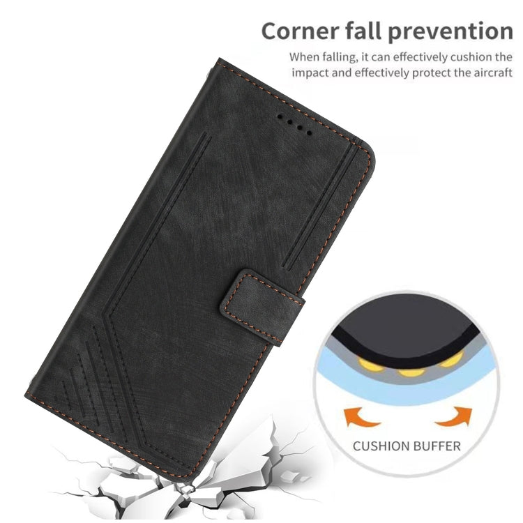 For Tecno Spark 10 Pro Skin Feel Stripe Pattern Leather Phone Case with Lanyard(Black) - free shipping - PMC TechLife - Order now!