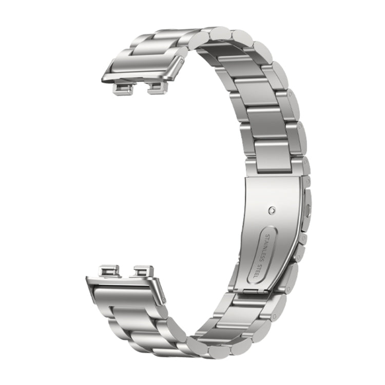 For Huawei Band 8 16mm Three Strains Metal Replacement Watch Band(Silver) - Watch Bands by PMC TechLife | Online Shopping South Africa | PMC TechLife