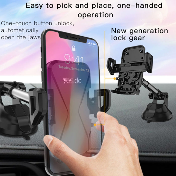 Yesido C40 Car Foldable 360 Degree Rotation Automatic Clip Phone Holder(Black) - Car Holders by Yesido | Online Shopping South Africa | PMC TechLife