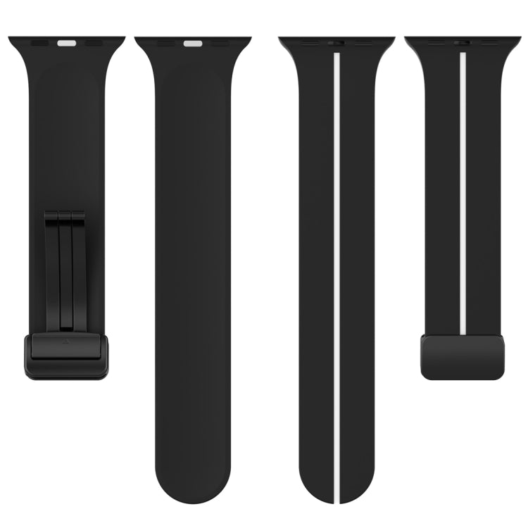 Two Color Folding Buckle Silicone Watch Band For Apple Watch 8 41mm(Black+White) -  by PMC TechLife | Online Shopping South Africa | PMC TechLife