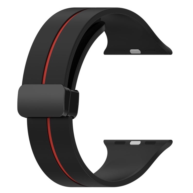 Two Color Folding Buckle Silicone Watch Band For Apple Watch 8 41mm(Black+Red) -  by PMC TechLife | Online Shopping South Africa | PMC TechLife