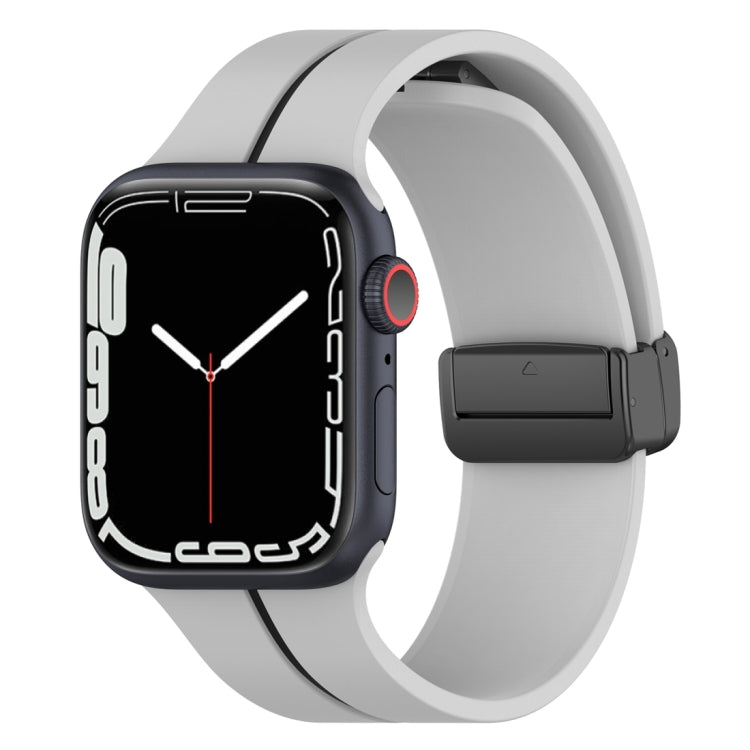 Two Color Folding Buckle Silicone Watch Band For Apple Watch 8 41mm(Light Grey+Black) -  by PMC TechLife | Online Shopping South Africa | PMC TechLife