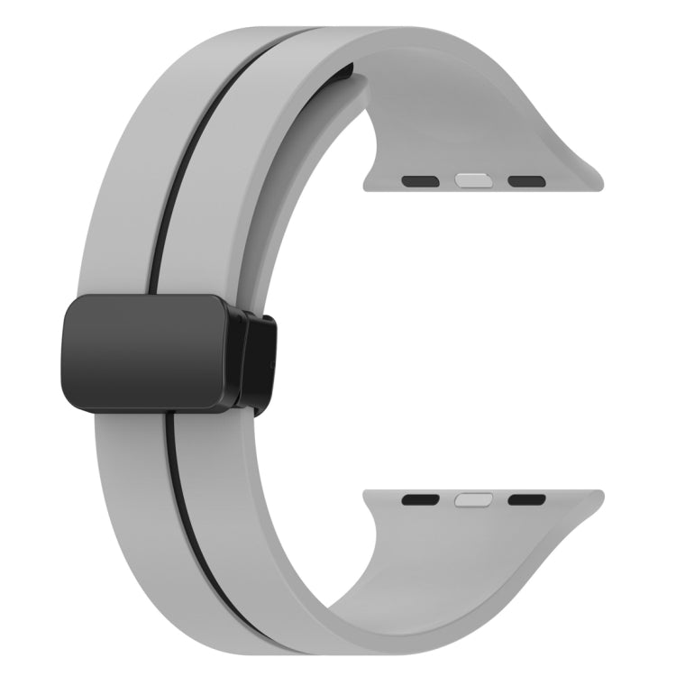 Two Color Folding Buckle Silicone Watch Band For Apple Watch 8 41mm(Light Grey+Black) -  by PMC TechLife | Online Shopping South Africa | PMC TechLife