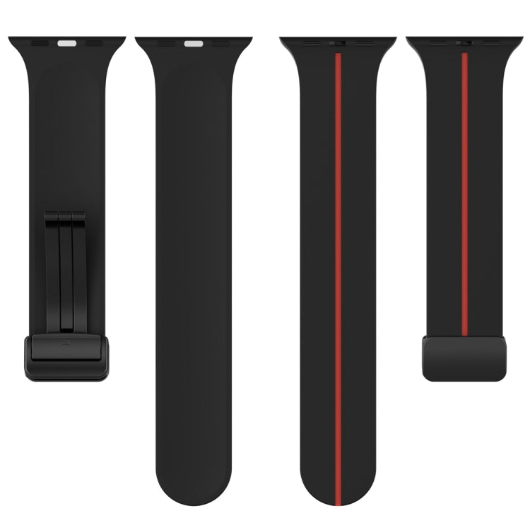 Two Color Folding Buckle Silicone Watch Band For Apple Watch 7 41mm(Black+Red) -  by PMC TechLife | Online Shopping South Africa | PMC TechLife