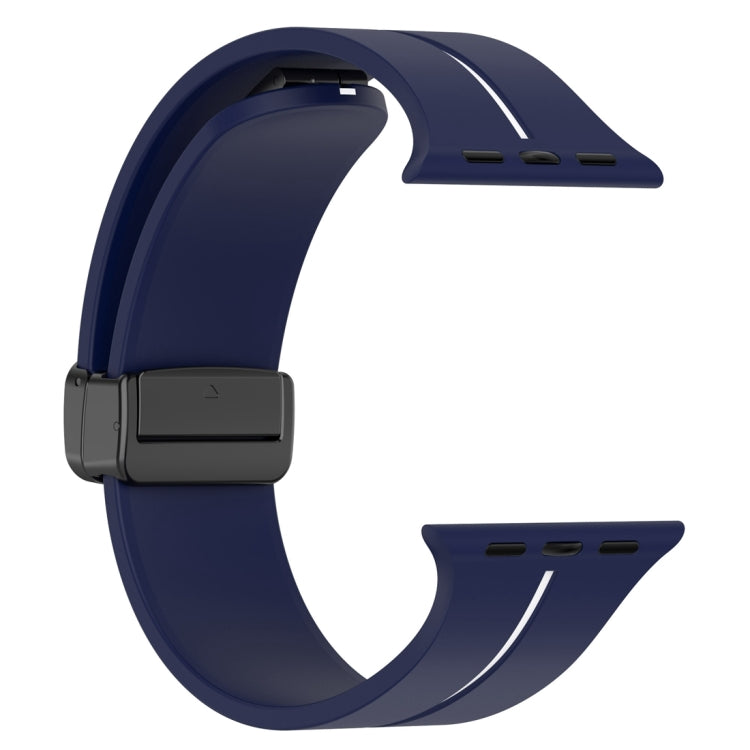 Two Color Folding Buckle Silicone Watch Band For Apple Watch 7 41mm(Midnight Blue+White) - Watch Bands by PMC TechLife | Online Shopping South Africa | PMC TechLife