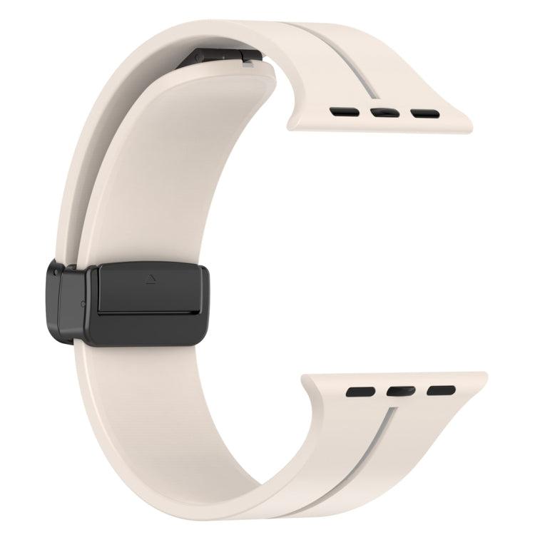 Two Color Folding Buckle Silicone Watch Band For Apple Watch 7 41mm(Starlight+Grey) -  by PMC TechLife | Online Shopping South Africa | PMC TechLife
