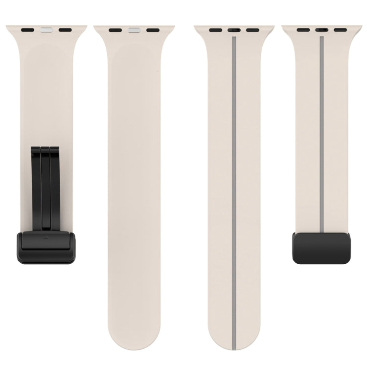 Two Color Folding Buckle Silicone Watch Band For Apple Watch 7 41mm(Starlight+Grey) -  by PMC TechLife | Online Shopping South Africa | PMC TechLife
