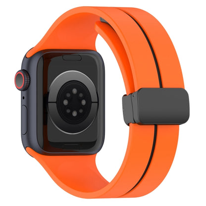 Two Color Folding Buckle Silicone Watch Band For Apple Watch SE 2022 40mm(Orange+Black) - Watch Bands by PMC Jewellery | Online Shopping South Africa | PMC Jewellery