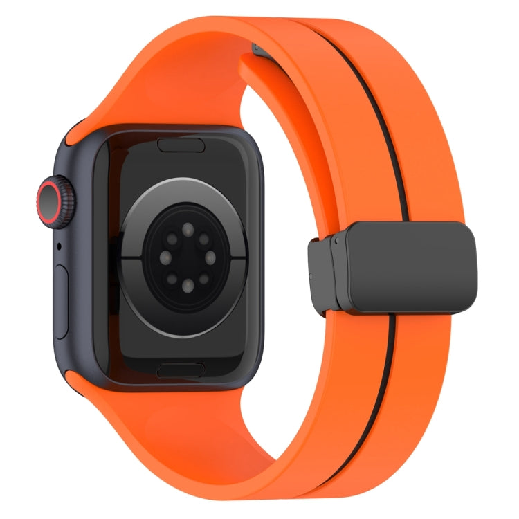 Two Color Folding Buckle Silicone Watch Band For Apple Watch 5 40mm(Orange+Black) - Watch Bands by PMC Jewellery | Online Shopping South Africa | PMC Jewellery