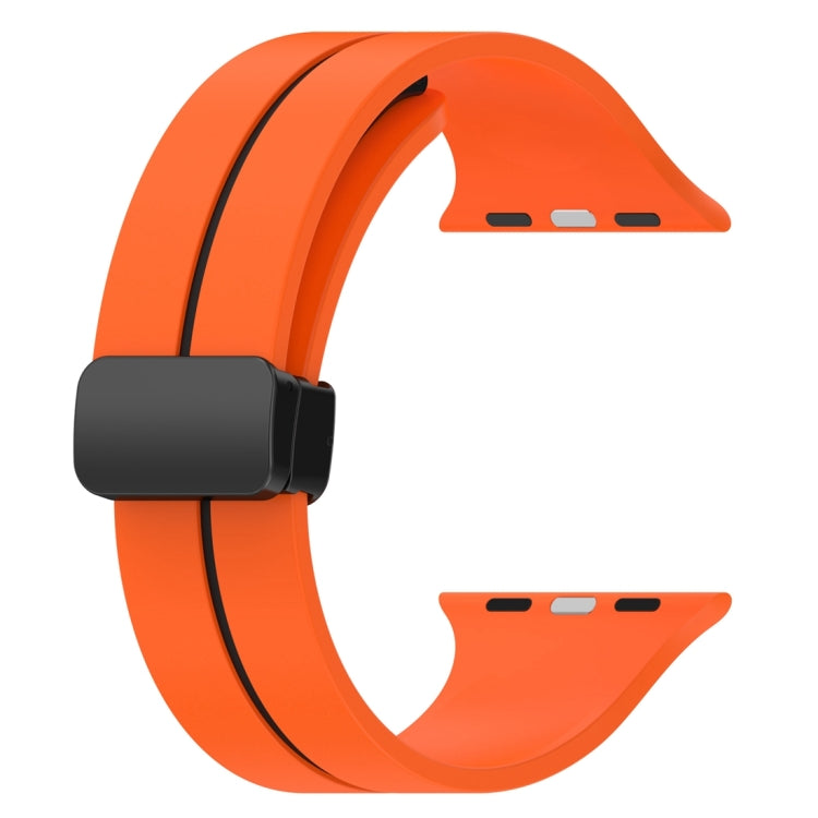 Two Color Folding Buckle Silicone Watch Band For Apple Watch 5 40mm(Orange+Black) - Watch Bands by PMC Jewellery | Online Shopping South Africa | PMC Jewellery