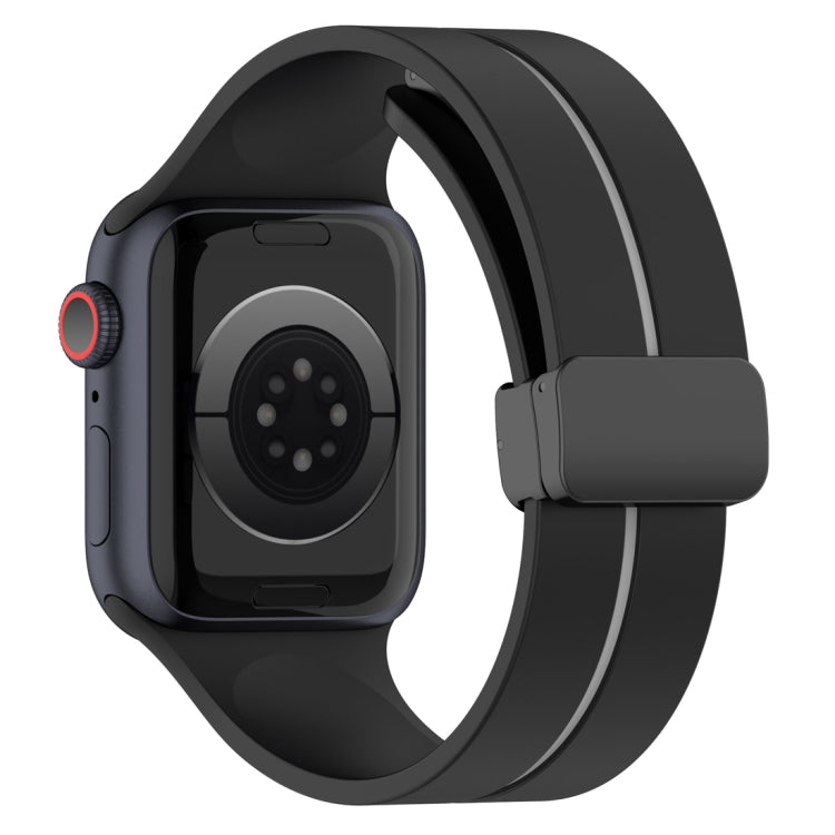 Two Color Folding Buckle Silicone Watch Band For Apple Watch 5 40mm(Black+Grey) -  by PMC TechLife | Online Shopping South Africa | PMC TechLife