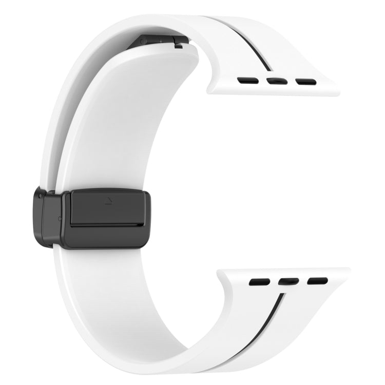 Two Color Folding Buckle Silicone Watch Band For Apple Watch 5 44mm(White+Black) -  by PMC TechLife | Online Shopping South Africa | PMC TechLife
