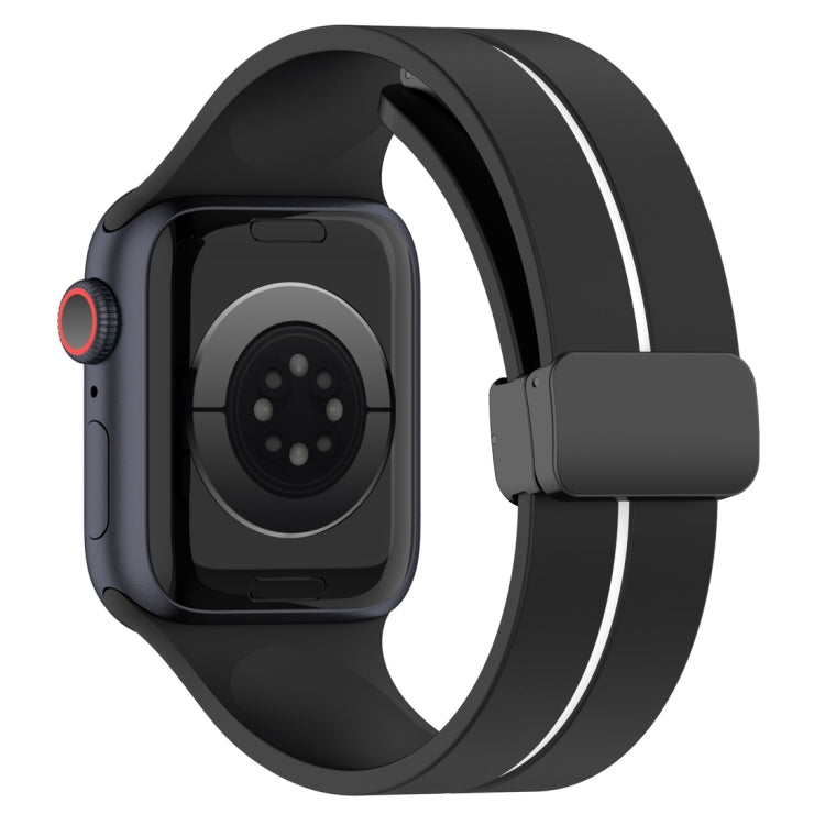 Two Color Folding Buckle Silicone Watch Band For Apple Watch 4 40mm(Black+White) -  by PMC TechLife | Online Shopping South Africa | PMC TechLife