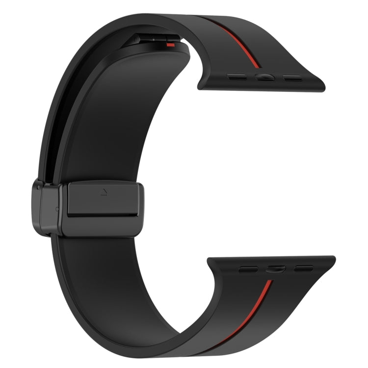 Two Color Folding Buckle Silicone Watch Band For Apple Watch 4 40mm(Black+Red) -  by PMC TechLife | Online Shopping South Africa | PMC TechLife