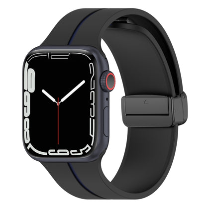 Two Color Folding Buckle Silicone Watch Band For Apple Watch 4 40mm(Black+Blue) -  by PMC Jewellery | Online Shopping South Africa | PMC Jewellery