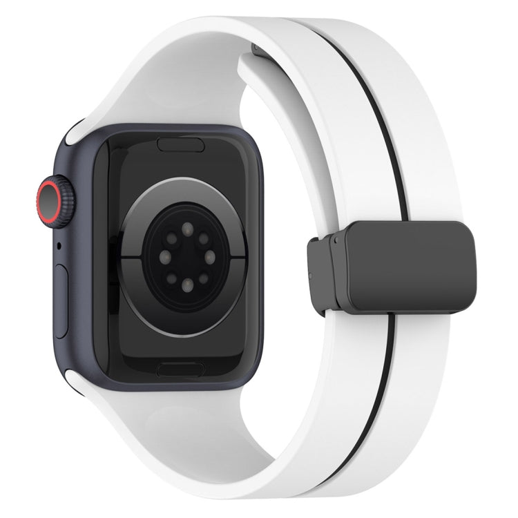 Two Color Folding Buckle Silicone Watch Band For Apple Watch 3 38mm(White+Black) - Watch Bands by PMC TechLife | Online Shopping South Africa | PMC TechLife