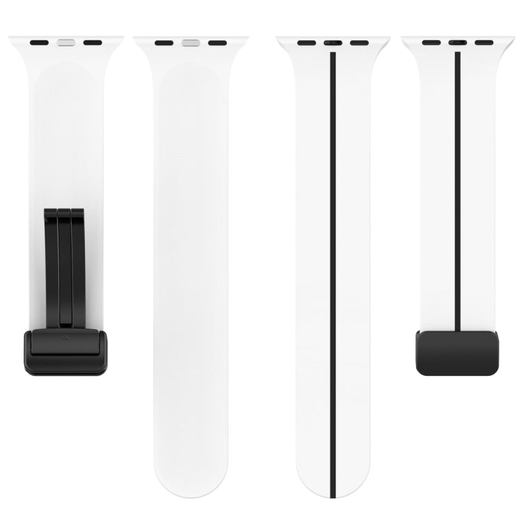 Two Color Folding Buckle Silicone Watch Band For Apple Watch 3 38mm(White+Black) - Watch Bands by PMC TechLife | Online Shopping South Africa | PMC TechLife