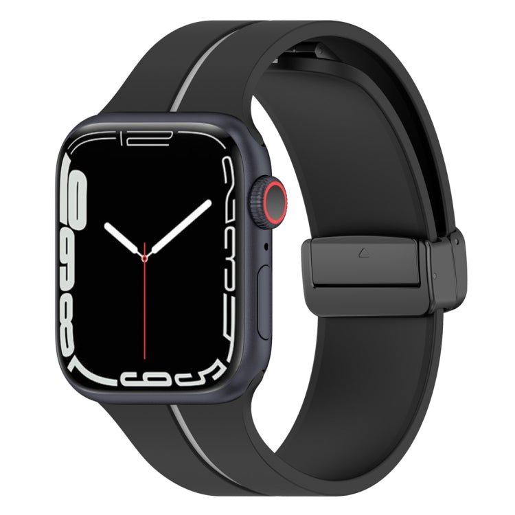 Two Color Folding Buckle Silicone Watch Band For Apple Watch 2 38mm(Black+Grey) -  by PMC TechLife | Online Shopping South Africa | PMC TechLife