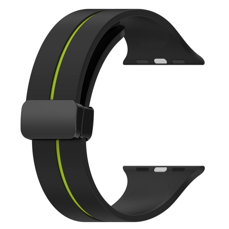 Two Color Folding Buckle Silicone Watch Band For Apple Watch 2 38mm(Black+Lime) -  by PMC TechLife | Online Shopping South Africa | PMC TechLife