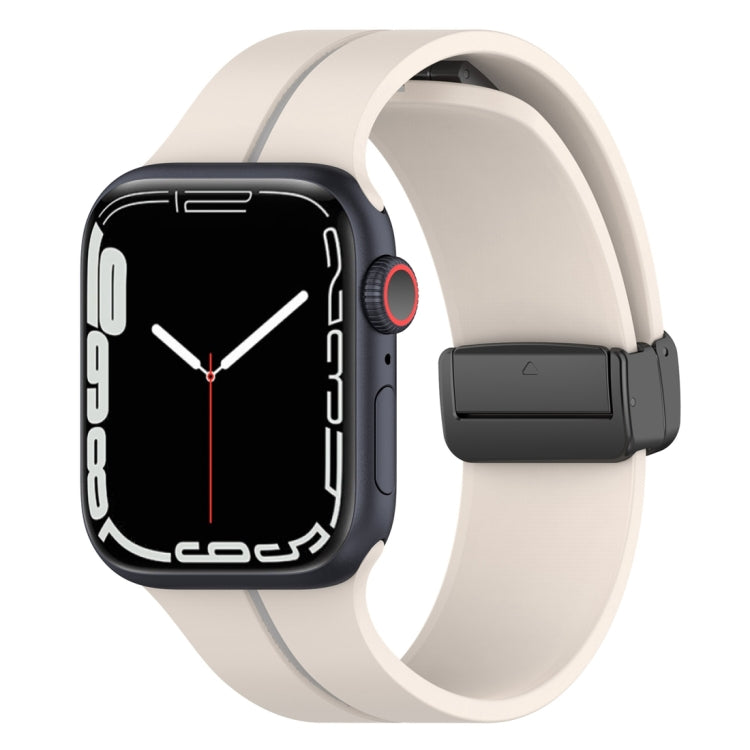 Two Color Folding Buckle Silicone Watch Band For Apple Watch 2 42 mm(Starlight+Grey) - Watch Bands by PMC TechLife | Online Shopping South Africa | PMC TechLife