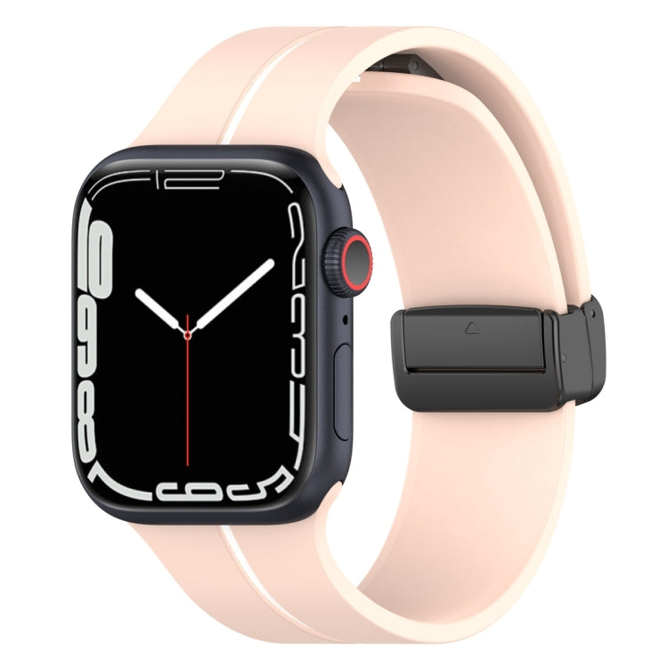 Two Color Folding Buckle Silicone Watch Band For Apple Watch 38mm(Pink+White) - Watch Bands by PMC TechLife | Online Shopping South Africa | PMC TechLife