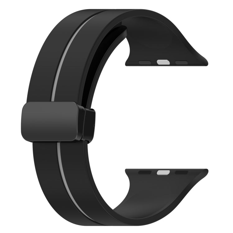 Two Color Folding Buckle Silicone Watch Band For Apple Watch 38mm(Black+Grey) -  by PMC TechLife | Online Shopping South Africa | PMC TechLife