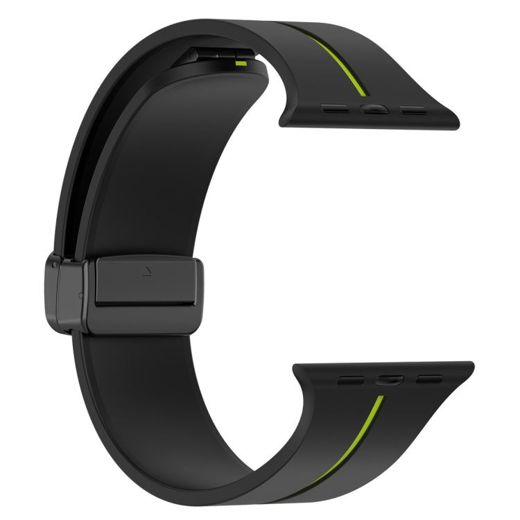 Two Color Folding Buckle Silicone Watch Band For Apple Watch 38mm(Black+Lime) -  by PMC TechLife | Online Shopping South Africa | PMC TechLife