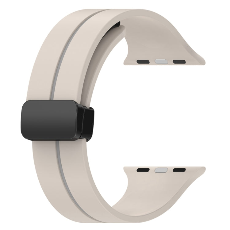 Two Color Folding Buckle Silicone Watch Band For Apple Watch 38mm(Starlight+Grey) -  by PMC TechLife | Online Shopping South Africa | PMC TechLife