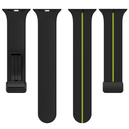 Two Color Folding Buckle Silicone Watch Band For Apple Watch 42mm(Black+Lime) -  by PMC Jewellery | Online Shopping South Africa | PMC Jewellery