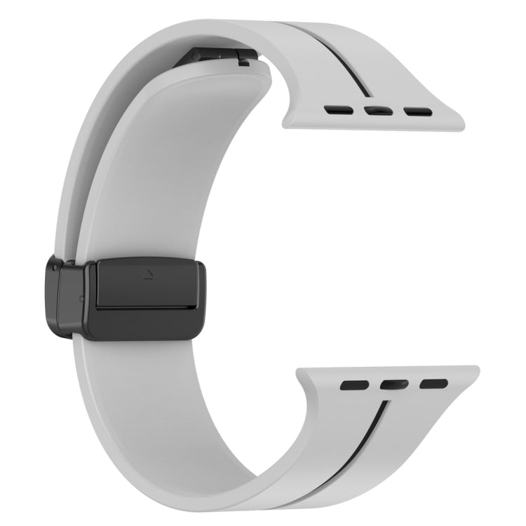 Two Color Folding Buckle Silicone Watch Band For Apple Watch 42mm(Light Grey+Black) -  by PMC TechLife | Online Shopping South Africa | PMC TechLife