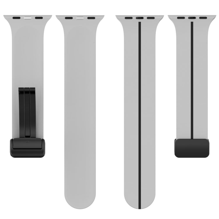Two Color Folding Buckle Silicone Watch Band For Apple Watch 42mm(Light Grey+Black) -  by PMC TechLife | Online Shopping South Africa | PMC TechLife